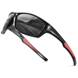 suoso Sports Glasses Men Women Sports Sunglasses Polarised UV400 Protection Sunglass Men Women Sunglasses Black Bicycle Glasses Road Bike Glasses 3 Black Red Legs