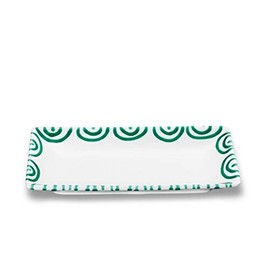 GMUNDNER KERAMIK Snack Bowl Size L 22 cm x W 11 cm x H 2.7 cm Green Flamed Crockery Handmade in Austria