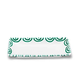 GMUNDNER KERAMIK Snack Bowl Size L 22 cm x W 11 cm x H 2.7 cm Green Flamed Crockery Handmade in Austria