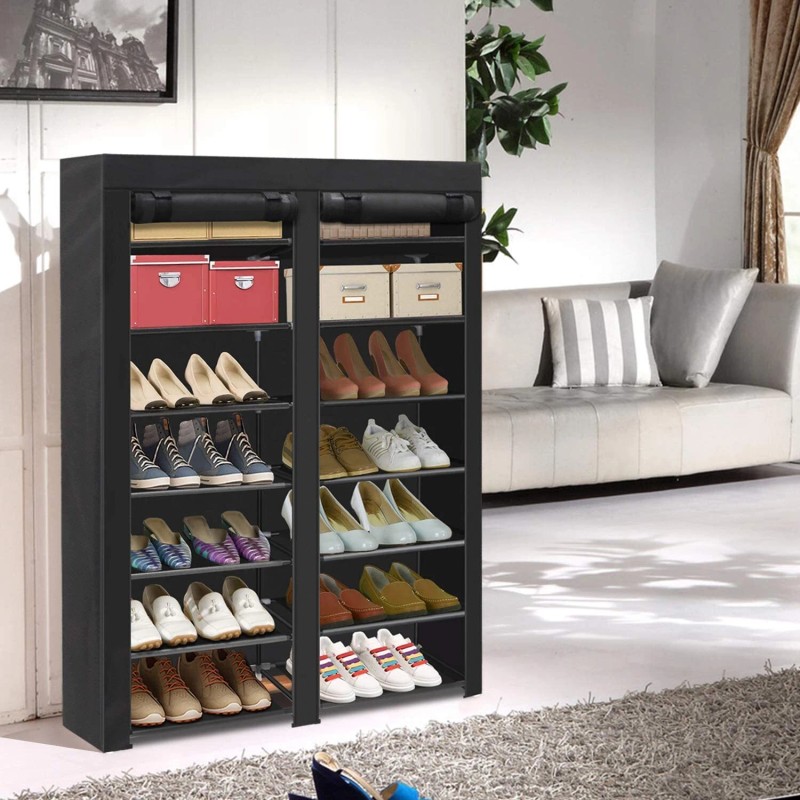 ERONE Shoe Rack Storage Organize 28 Pairs Portable Double Row