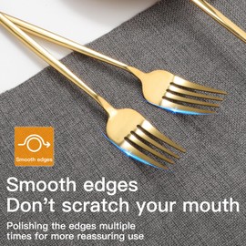 SDMAX 12x Premium Stainless Steel Fork Set for Home and Kitchen, Heavy Duty Dinner Fork Set of 12 for Dining Table, Tableware - Golden (21.5 cm)