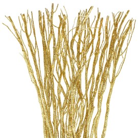 50 Pcs Dried Willow Vase Filler Curly Willow Branches 17 Inch Tree Branches for Decoration Decorative Sticks Twigs and Branches for Vases Twigs Decor for DIY Crafts Christmas Wedding (Glitter Gold)