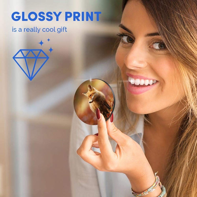 1 x Round MDF Magnet - Cute Ginger Fox Autumn