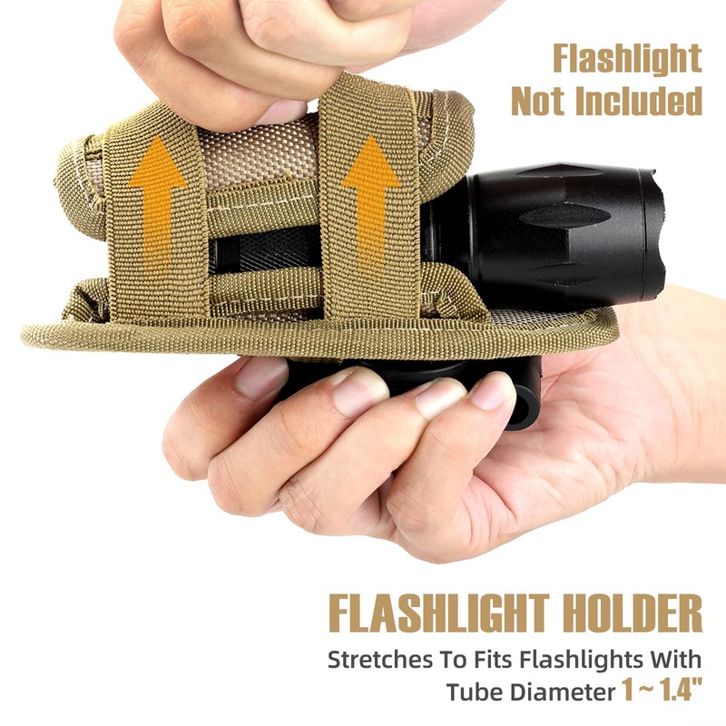 LIVANS Tactical Flashlight Pouch Holster, Rotatable Flashlight Holder Belt Clip