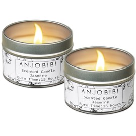 Jasmine Scented Candle Gifts for Women （2 Pack for Silver ） - 2 Oz - 15 Hour Burn Time Long Lasting Candle，All Natural, Soy Candles, Soothe