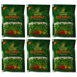Amina Tinte Natural Para Cabello Negro Henna Mehndi, 25 G (Paquete De 6)