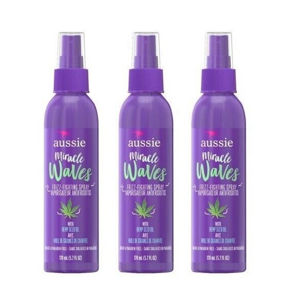 Aussie BL Aussie Miracle Waves Frizz- Fighting Spray 5.7oz --THREE