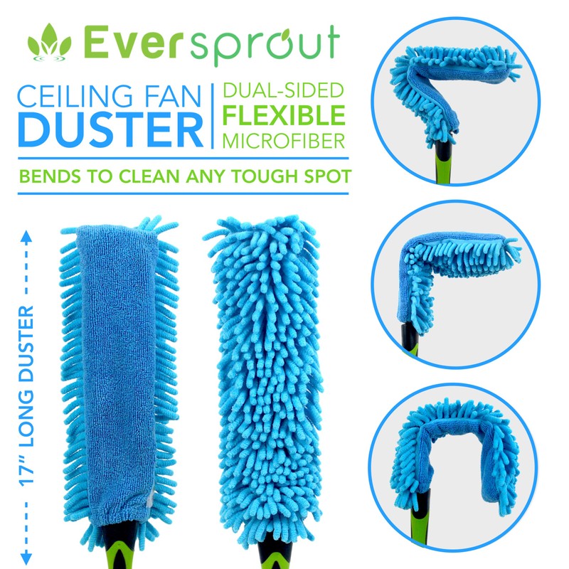 EVERSPROUT Duster 3-Pack | Hand-Packaged Cobweb Duster, Microfiber Feather Duster,