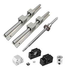2PCS Linear Rail SBR16 300mm + Ball Screw SFU1605 300mm Set Includes 4pcs SBR16UU Bearing Block, Coupler, BK/BF 12 and Screw&Ball Nut Housing, for CNC Machine
