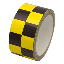 INCOM Manufacturing Checkerboard Race Pattern Laminated Safety Tape, 1 Inch Square, Yellow and Black, Indoor and Outdoor Use, 2 Inch x 54 ft, LCB210