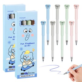 YUFFQOPC 8Pcs Erasable Pens,0.5mm Blue Ink Cute Cartoon Animal Elephant Gel Pens,Erasable Gel Pens for Students Kids Adults Sketching,Drawing,Student Stationery Office Supplies