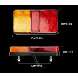 2 Pcs 12V 10 LED Rear Tail Light Indicator Stop Trailer Caravan Van Truck Lamp