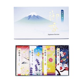 Maruesu Buddhist Equipment 10S252 Marues Incense Sticks, Incense, Four Seasons Scent (Sakura, Lavender, Cosmos, Plum), Assorted, Mini