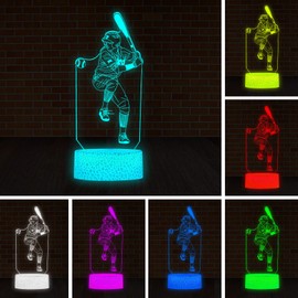 SHANJIANKE Baseball Player 3D Night Light Touch Control - 7 Colors Auto Gradient Night Light,Kids Night Light Suitable for Home Outdoor Decoration or Christmas Day Holiday Children's Gift