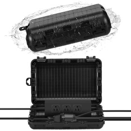 Frienda 2 Pack Outdoor Electrical Box Waterproof, Outdoor Extension Cord Cover Plug Protector Electric Cord Cover Weatherproof, Ip44 Protect Power Strip, Timer Outlet, Holiday Light, Cables, Black