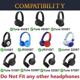 SOULWIT Earpads Replacement for JBL Tune 450BT/Tune 460BT/Tune 500BT/Tune 510BT/Tune 520BT/JR 300BT/JR 310BT/E40BT/Junior 320BT, Ear Pads Cushions with Soft Protein Leather - Black Gold