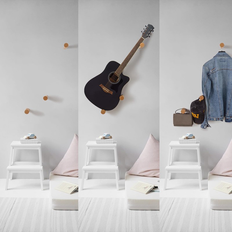 Acoustic Horizontal Guitar Hangers for Wall Wooden Wall Mount (Wood