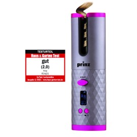 Prinz Cordless Curler PZ-ALD1 - Ceramic Coated Cordless Curling Iron Clock/Anti-clockwise 150-200°C, Timer 8-18s, USB Charging Cable
