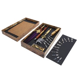 Feather Pen Set Calligraphy Writing Drawing Quill Dip Kit Vintage Art Craft CollectionSP248014R Purple