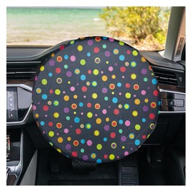 ZIMISI Car Steering Wheel Cover Sun Shade, 18 Inch Anti-Heat Auto Steering Wheel Shield Accessories for Block Sun Heat, Universal Automotive Interior Protective Cover for Car Truck SUV (Colorful Dot)