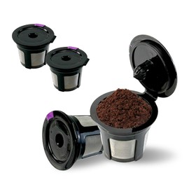 EKIND Reusable K Cups Coffee Filters, Universal Kcup Compatible with Brewers 1.0 2.0 MiniPlus Series Refillable Pods (4 Pack,Black)