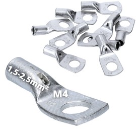 Kalitec A06-M4 Tube Cable Lug 1.5 - 2.5 mm² M4 Uninsulated Tin-Plated Copper Pack of 10