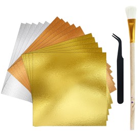 150 Sheets Gold Leaf Sheets for Art - 3 Colors Gold Foil Sheets for DIY Crafts, Painting, Resin, Nails, Gilding, Bronzing, Furniture - Comes with Brush（Gold, Silver, Rose Gold）