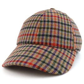 Trendy Apparel Shop Plaid Checker Wool Blend Unstructured Baseball Cap - Beige