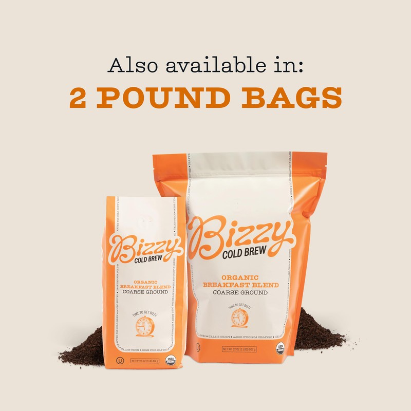 Bizzy Organic Cold Brew Coffee | Breakfast Blend | Coarse