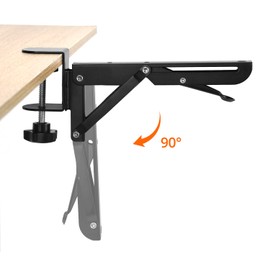 QWORK® Set of 2 Desk Extension Brackets with Table Mounting Clip, Removable Folding Bracket for 1 to 5 cm Thick Desks