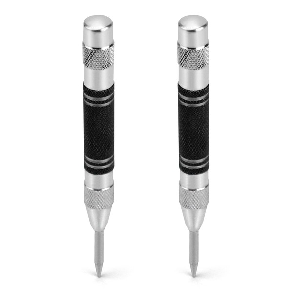 QWORK 2pcs Automatic Centre Punch Spring Loaded Centre Punch for