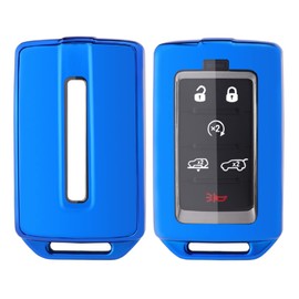 vurbemes vurbemes TPU Car Protector Key Fob Cover Case with Keychain fit for 2021 2022 Jeep Grand Cherokee Grand Wagoneer Smart Remote Key Fob (Blue)