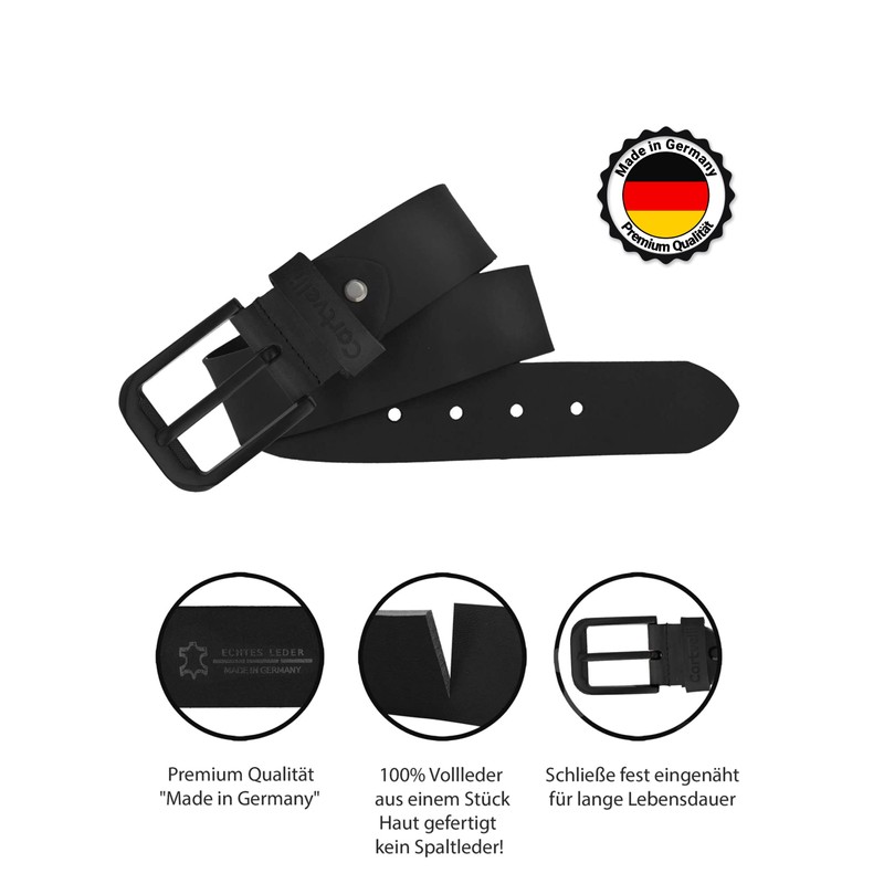 Cartvelli Men's Genuine Leather Belt, Black, 40 mm, Made in