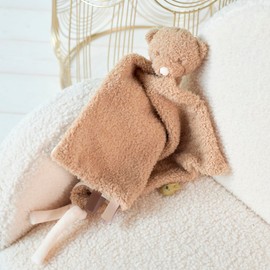 Nattou Maxi DouDou Comforter, Soft Cuddly Teddy Fabric, Baby and Infant Plush, Has Soother Attachment, Brown Bear