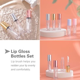 YITOU - 12 mini tubos de brillo de labios vacíos de 5 ml, recipientes rellenables, tubo cosmético, línea de brillo de labios, botella de lápiz labial para kit de esmalte de labios casero, base líquida, muestras de tamaños lindos al por mayor (0.8 onzas)