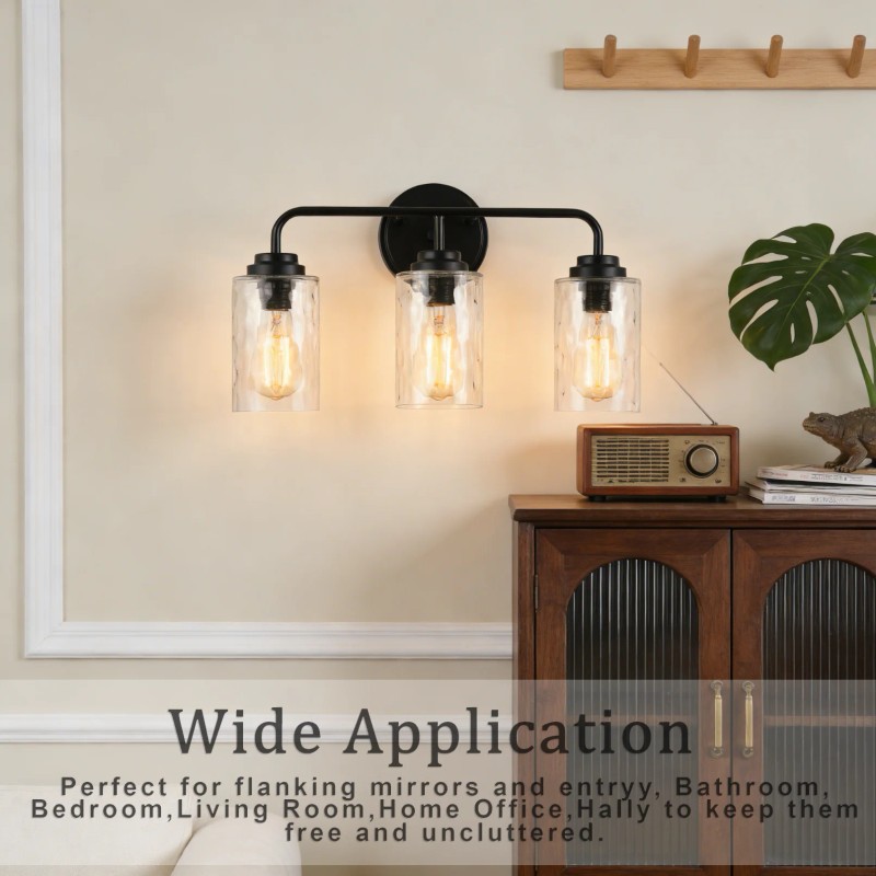 3-Light Clear Glass Glacier Shade Unique Hand-made Lampshade Industrial LED