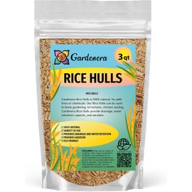 GARDENERA Premium Rice Hulls - Sustainable Gardening Essential for Improved Water Retention and Nutrient Absorption - 3 QUARTS