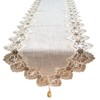 SweetBaku European Lace Trim Table Runner with Tassel Table Center