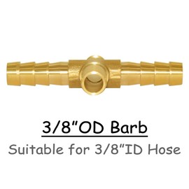 Uenede 2PCS Solid Brass 3/8"OD Barb Fittings 4-Way Union Intersection Hose Pipe Barb Fitting for Water/Oil/Gas