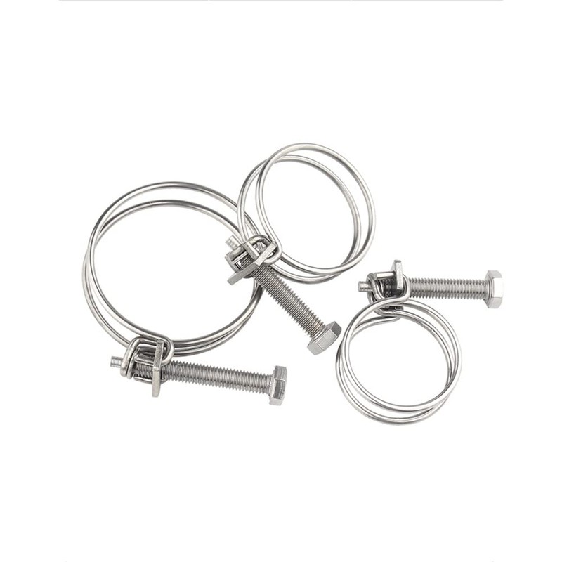 Double Wire Hose Clips Adjustable 201 Stainless Steel Hose Clamps