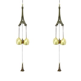 OHAOLYLE 2 Pcs Metal Wind Chimes Vintage Windbells Hanging Ornament Eiffel Tower Decoration for Indoor Outdoor Garden Car Decoration