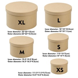 Round Gift Box, Set of 5, Gift Box with Lid, Round Gift Box, Cardboard Boxes, Kraft Paper for Birthday, Wedding