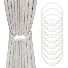 Pack of 8 curtain tiebacks, fashion squares, curtain holders for home decoration, office, hotel (white)