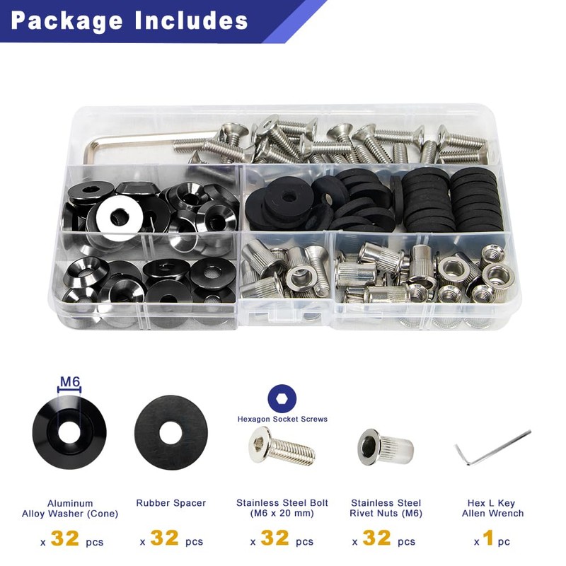 Shopauto Anodized Aluminum Washer Hardware Kit Compatible with Widebody and
