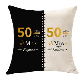 Hasodeo 50. Hochzeitstag Geschenke Kissenbezug 45x45 Lustiges originelles Dekokissen Geschenke für 50 Jahre Hochzeit Frau und Ehemann, Paar 50. Jahrestag Geschenk Souvenir (50)