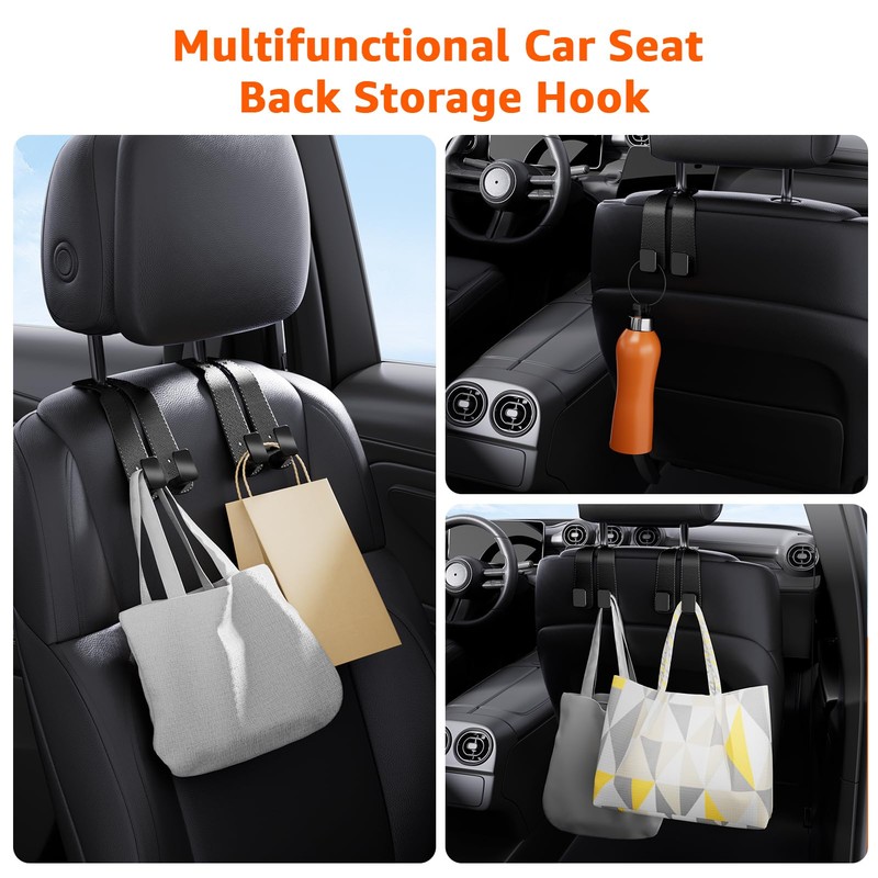 Geyrut Headrest Hooks For Car, Multifunctional Purse Hook Leather Seat