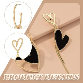 XUZOPIM 1 Pair Heart Earrings Heart Drop Earrings Women Asymmetrical Earrings Heart Earrings Heart Valentine's Day Earrings Girls For Women And Girls For Valentine's Day Anniversary