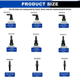 Daptemn 36 PCS Fuel Line Quick Connect Fittings Kit, 6 Set Nylon Fuel Line Repair Straight Elbow, Replace Automotive Fuel Line Adapter - SAE 9.89mm & 9.49mm & 7.89mm