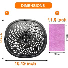 Air Fryer Grill Pan for PowerXL Vortex 7 QT Air Fryer, Oval Nonstick 10.1''*9.3'' Air Fryer Replacement Parts Accessories Rack Tray Basket Grill Plate Crisper Plate with Rubber Bumpers,Dishwasher Safe