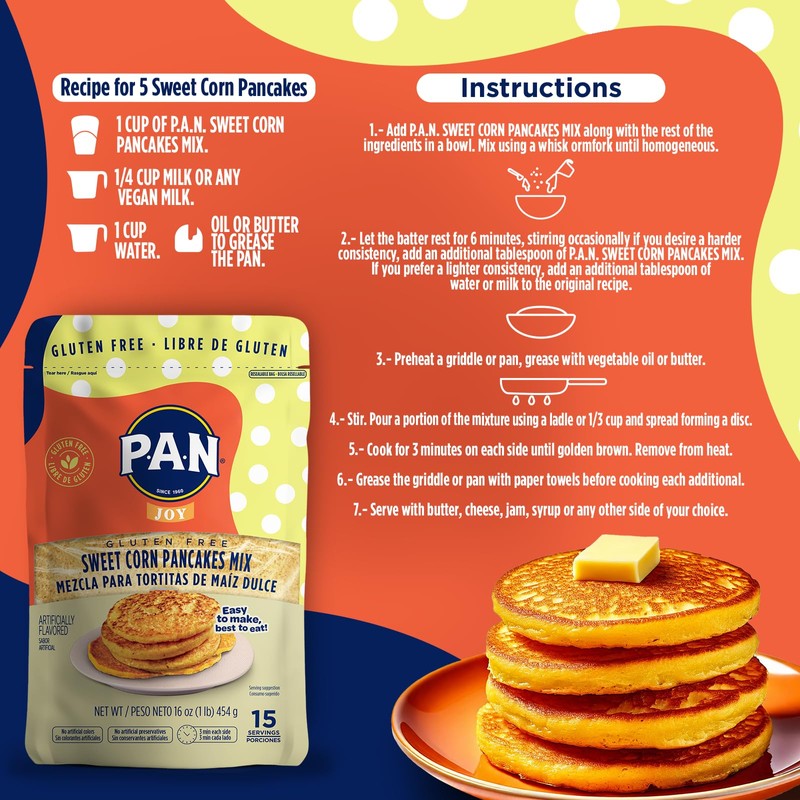 P.A.N Sweet Corn Pancakes Mix – Gluten Free Easy to
